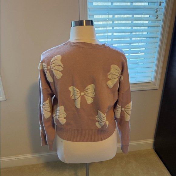 Women's Pink Sweater with Bow Design - Picture 2 of 3